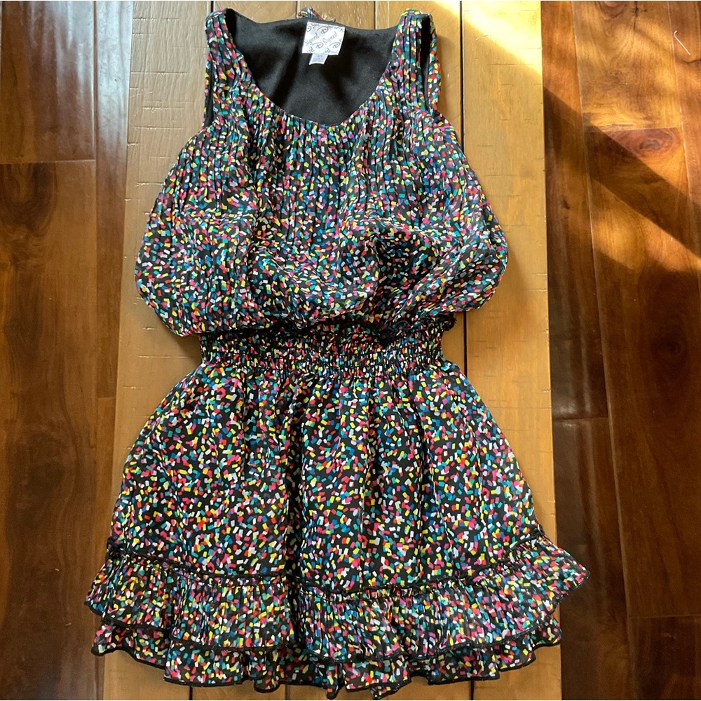 Disney Signed Girl's Dress Sleeveless Colorful Confetti Elastic Waist